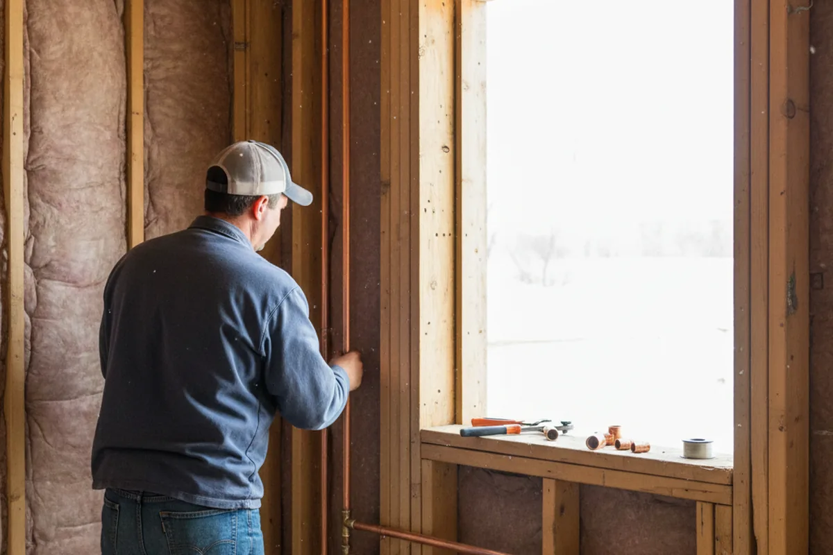 Licensed plumber running new copper supply lines in a Sandy Level home