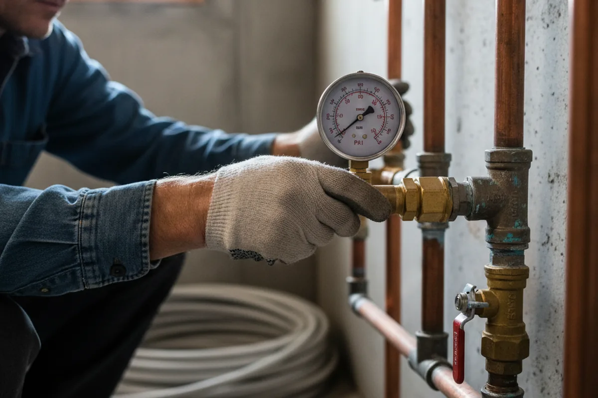Pressure testing a repaired line during Water Line Repair in Sandy Level
